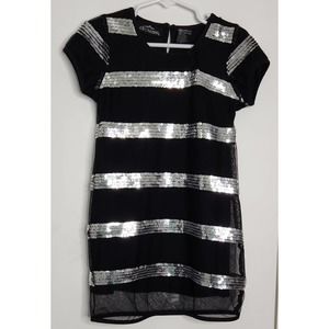 ELLEMENNO Striped Sequined Black Dress 4T
